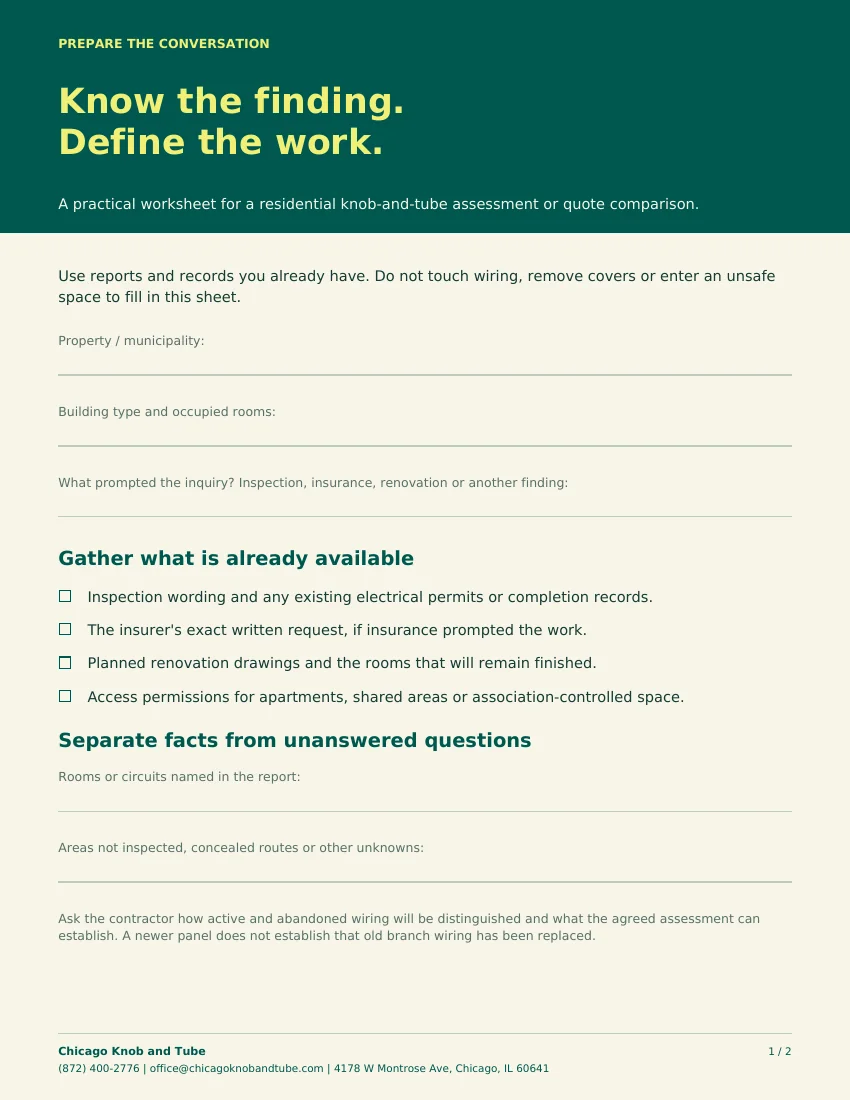 Preview of the two-page wiring project worksheet